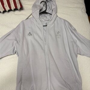 Adidas Boston Marathon 2025 Light Gray/blue Full-Zip Hoodie
